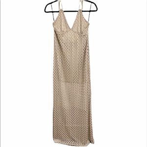 BRAND NEW❗️ Champagne/taupe v neck maxi dress